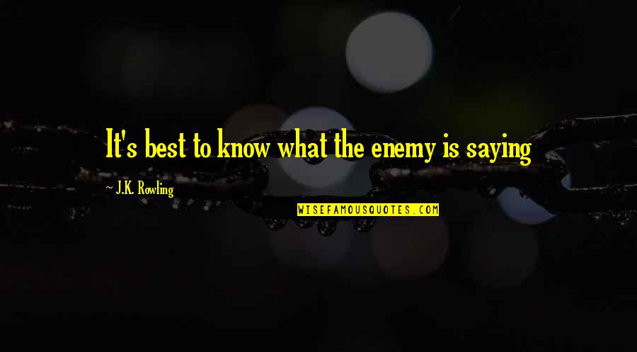 Lopinex Quotes By J.K. Rowling: It's best to know what the enemy is