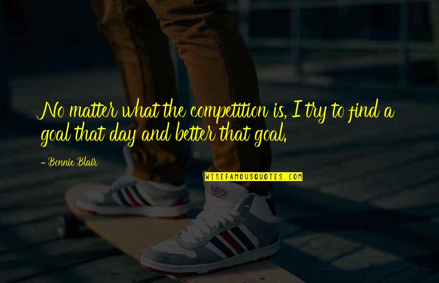 Loquillo Y Quotes By Bonnie Blair: No matter what the competition is, I try Loquillo Y Quotes By Bonnie Blair: No matter what the competition is, I try