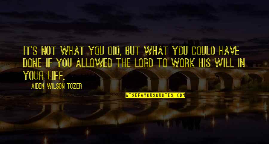 Lord If It's Your Will Quotes By Aiden Wilson Tozer: It's not what you did, but what you