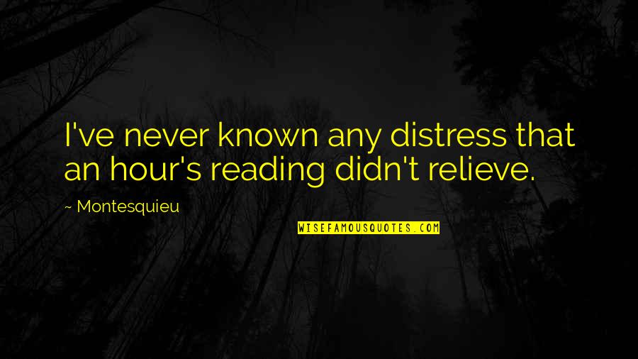 Lord Percival Quotes By Montesquieu: I've never known any distress that an hour's