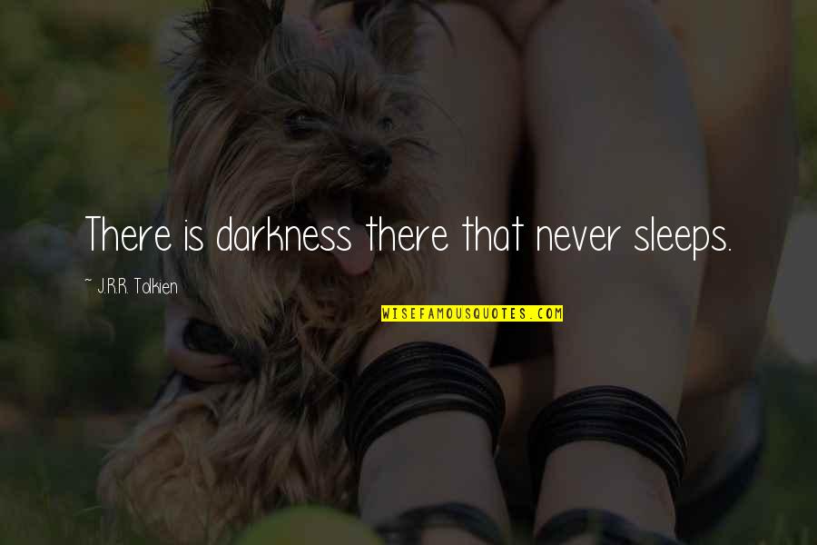Lord The Rings Quotes By J.R.R. Tolkien: There is darkness there that never sleeps.