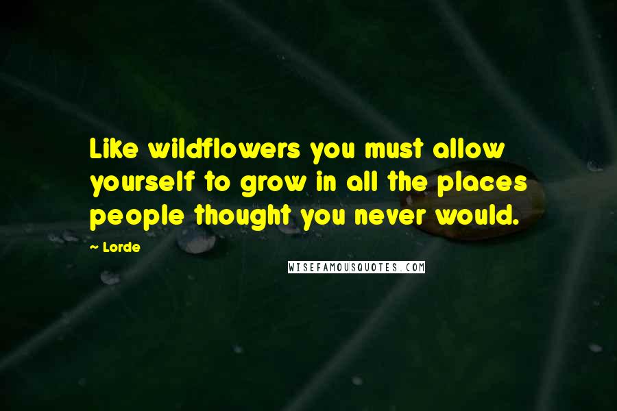 Lorde quotes: Like wildflowers you must allow yourself to grow in all the places people thought you never would.