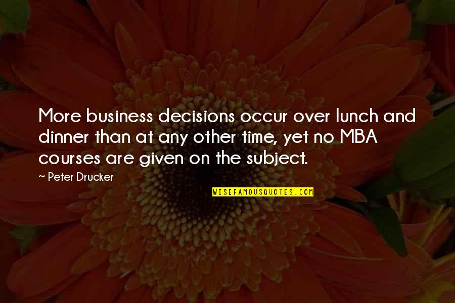 Loreannes Quality Quotes By Peter Drucker: More business decisions occur over lunch and dinner