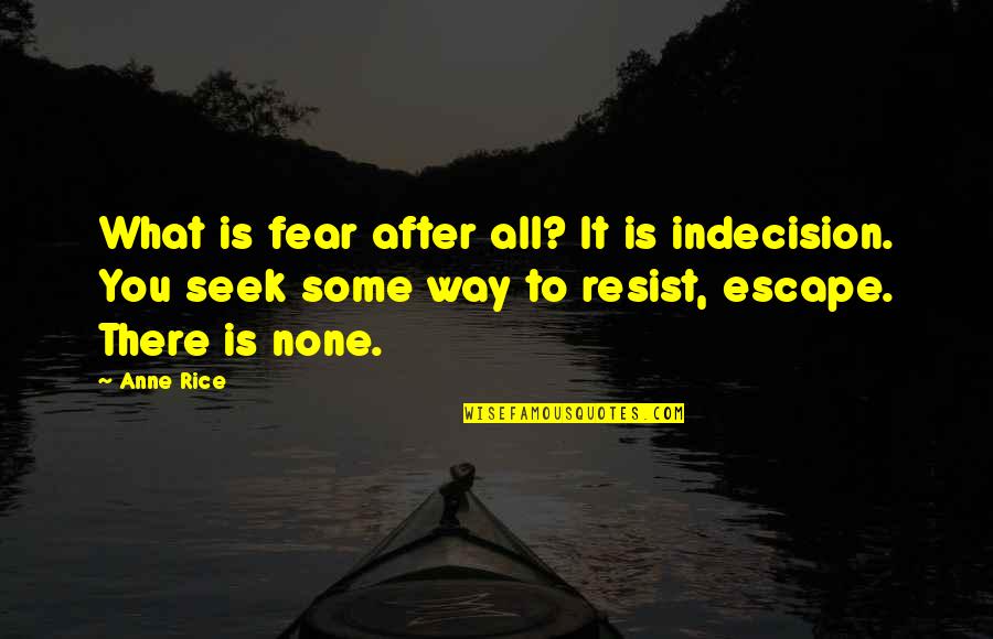 Loredo Workout Quotes By Anne Rice: What is fear after all? It is indecision.