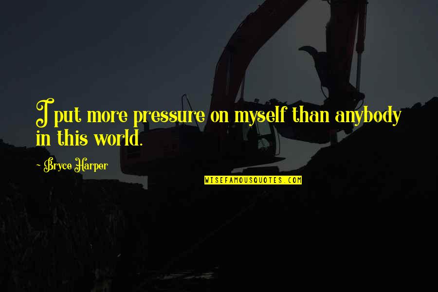Lorenzana Delfin Quotes By Bryce Harper: I put more pressure on myself than anybody