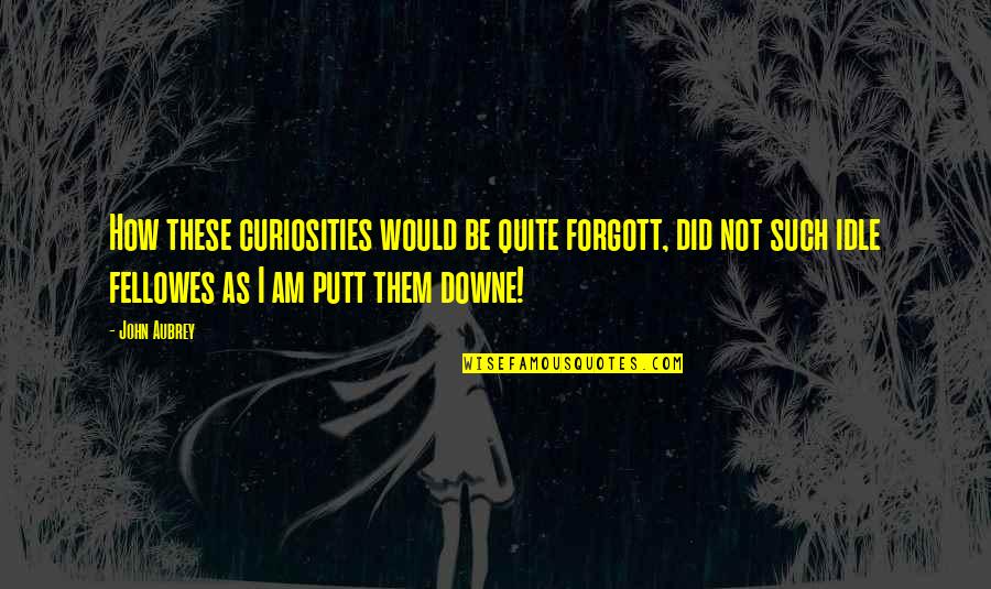 Lorettas Northwesterner Quotes By John Aubrey: How these curiosities would be quite forgott, did