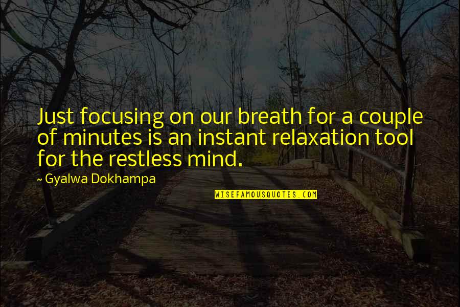 Lorgueil Citation Quotes By Gyalwa Dokhampa: Just focusing on our breath for a couple