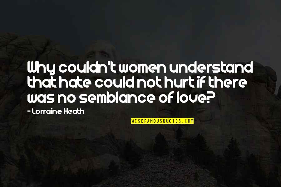 Lorraine Heath Quotes By Lorraine Heath: Why couldn't women understand that hate could not