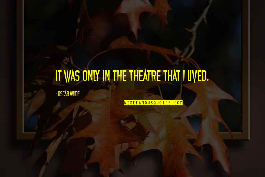 Lortie Denis Quotes By Oscar Wilde: It was only in the theatre that I Lortie Denis Quotes By Oscar Wilde: It was only in the theatre that I