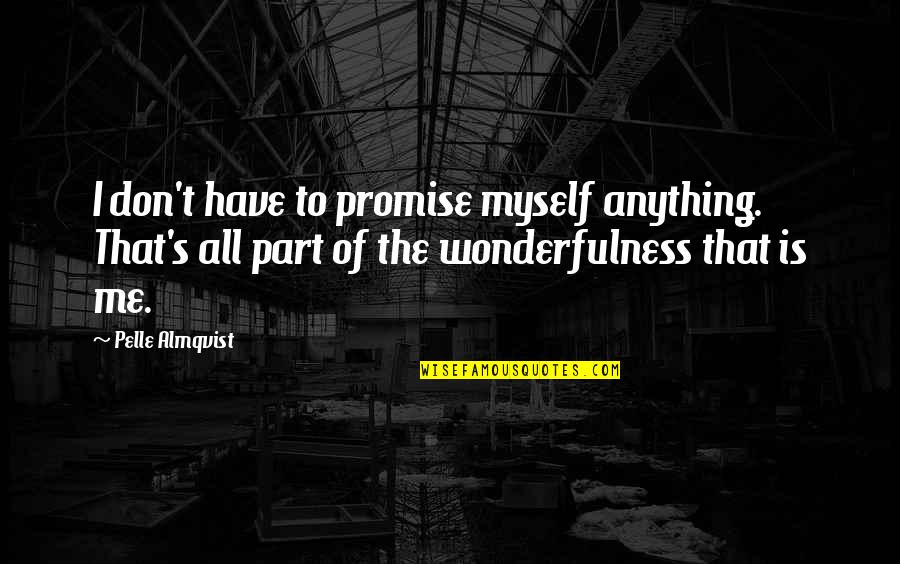 Los Buenos Momentos Quotes By Pelle Almqvist: I don't have to promise myself anything. That's Los Buenos Momentos Quotes By Pelle Almqvist: I don't have to promise myself anything. That's