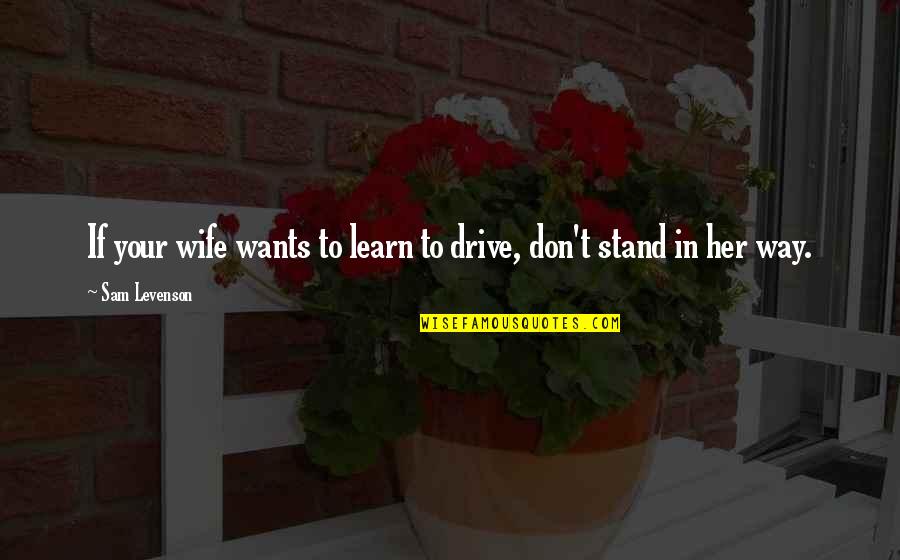 Los Titos Quotes By Sam Levenson: If your wife wants to learn to drive,