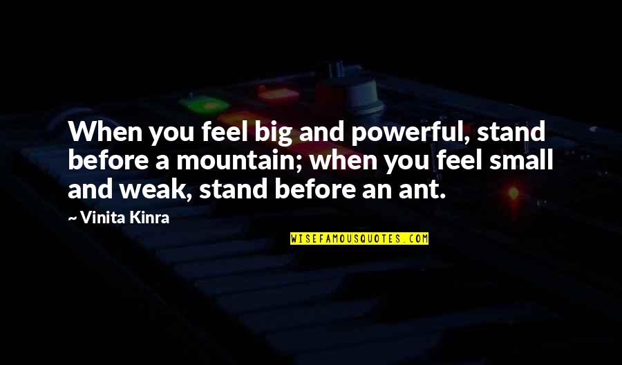 Loscalzo Loscalzo Quotes By Vinita Kinra: When you feel big and powerful, stand before