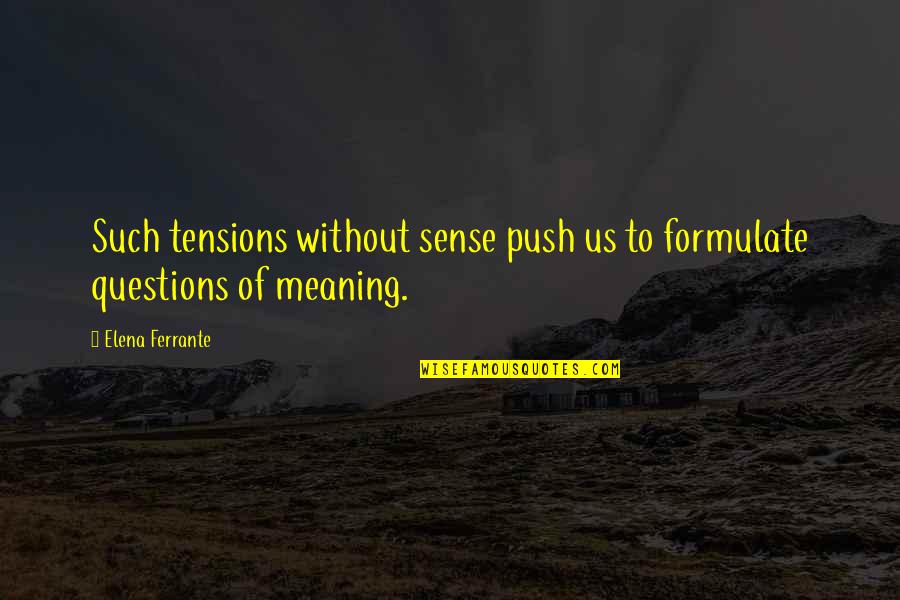 Losers In Your Life Quotes By Elena Ferrante: Such tensions without sense push us to formulate