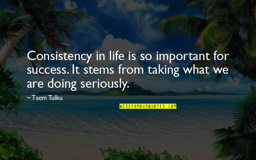 Loshakova Quotes By Tsem Tulku: Consistency in life is so important for success.