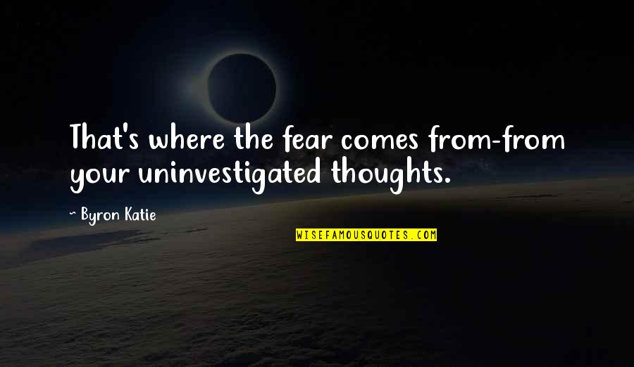 Losing A Game In Soccer Quotes By Byron Katie: That's where the fear comes from-from your uninvestigated