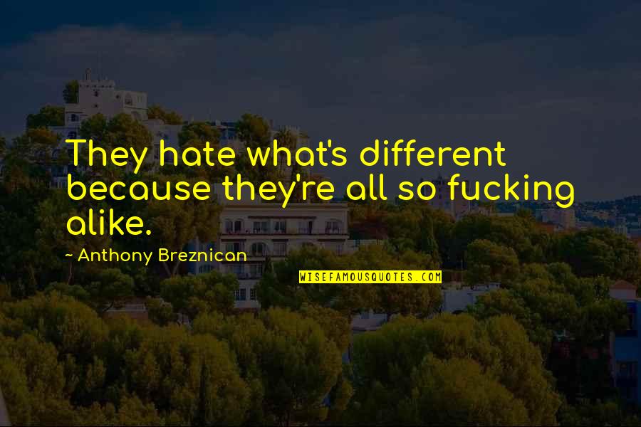 Losing A Unborn Child Quotes By Anthony Breznican: They hate what's different because they're all so