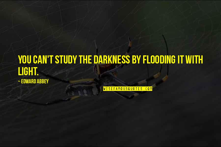 Losing And Finding Yourself Quotes By Edward Abbey: You can't study the darkness by flooding it