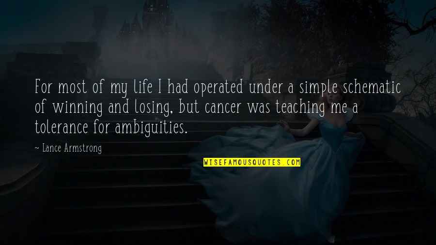 Losing My Life Quotes By Lance Armstrong: For most of my life I had operated Losing My Life Quotes By Lance Armstrong: For most of my life I had operated