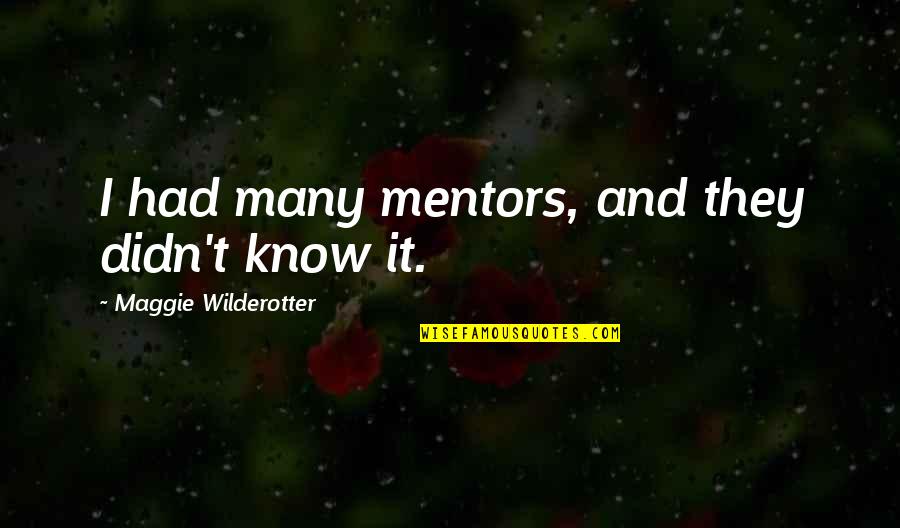 Losing People You Love Quotes By Maggie Wilderotter: I had many mentors, and they didn't know