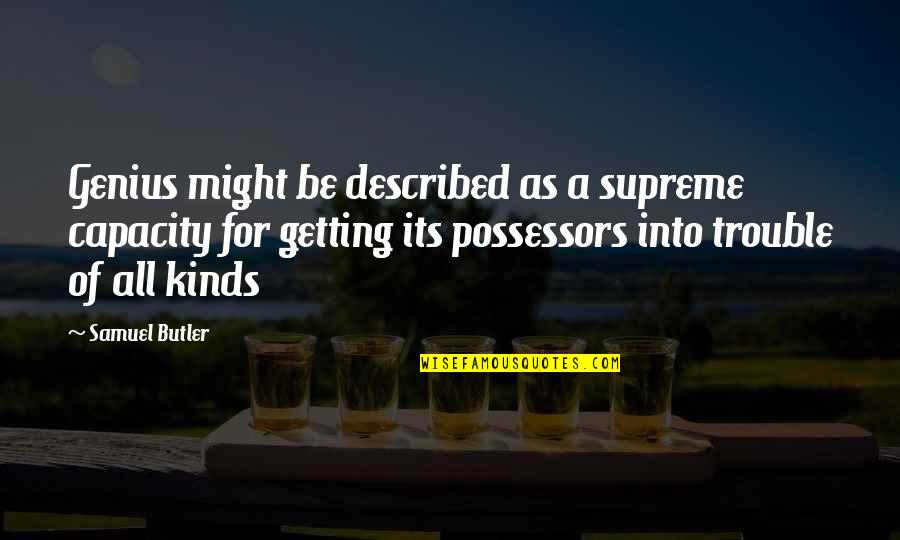 Losing Someone In A Car Accident Quotes By Samuel Butler: Genius might be described as a supreme capacity