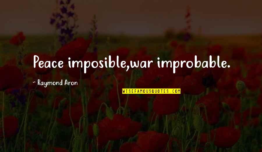 Losing You Poems Quotes By Raymond Aron: Peace imposible,war improbable.