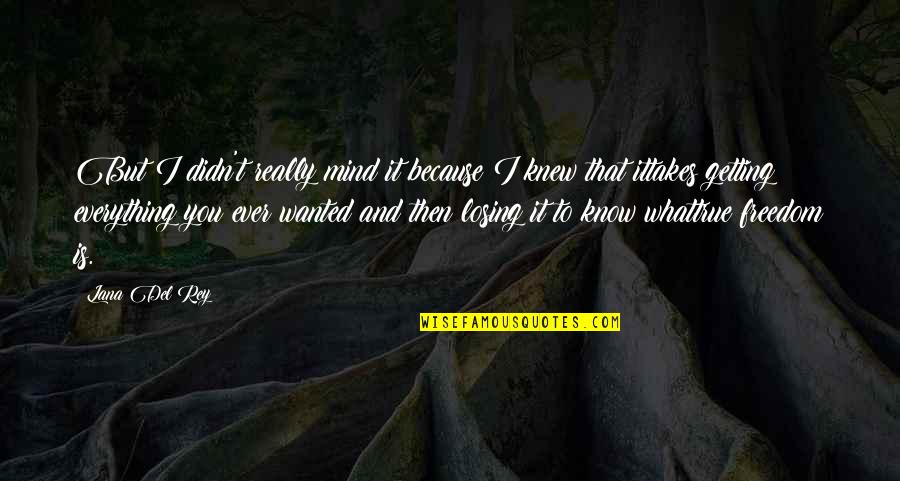 Losing Your Mind Quotes By Lana Del Rey: But I didn't really mind it because I Losing Your Mind Quotes By Lana Del Rey: But I didn't really mind it because I