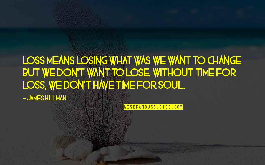 Losing Your Own Soul Quotes By James Hillman: Loss means losing what was we want to