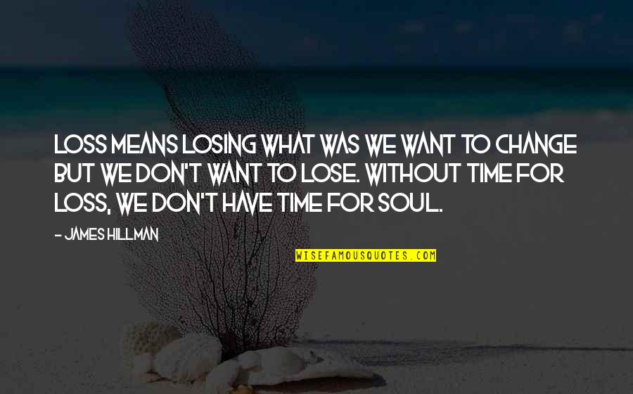 Loss And Change Quotes By James Hillman: Loss means losing what was we want to