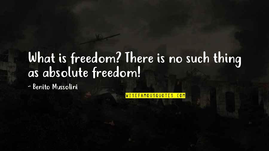Loss And Regret Quotes By Benito Mussolini: What is freedom? There is no such thing