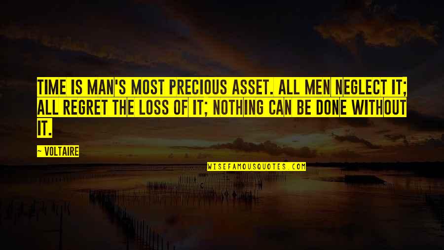 Loss And Regret Quotes By Voltaire: Time is man's most precious asset. All men
