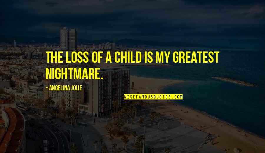 Loss Child Quotes By Angelina Jolie: The loss of a child is my greatest