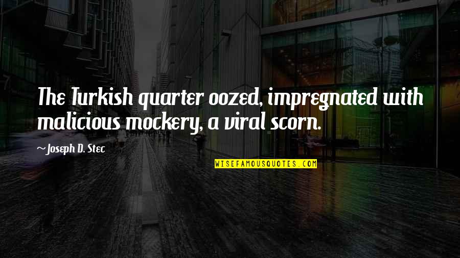 Loss Due To Suicide Quotes By Joseph D. Stec: The Turkish quarter oozed, impregnated with malicious mockery,