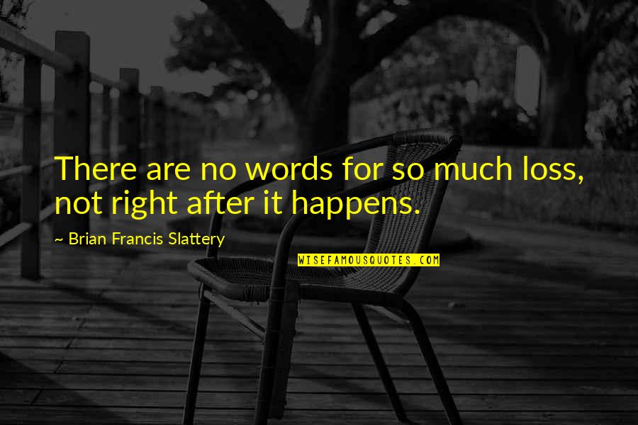 Loss For Words Quotes By Brian Francis Slattery: There are no words for so much loss,