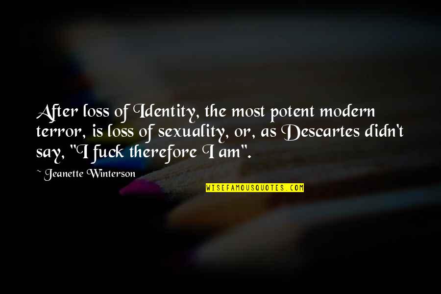 Loss Of Identity Quotes By Jeanette Winterson: After loss of Identity, the most potent modern