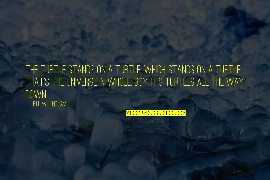 Loss Of Innocence Catcher In The Rye Quotes By Bill Willingham: The turtle stands on a turtle, which stands