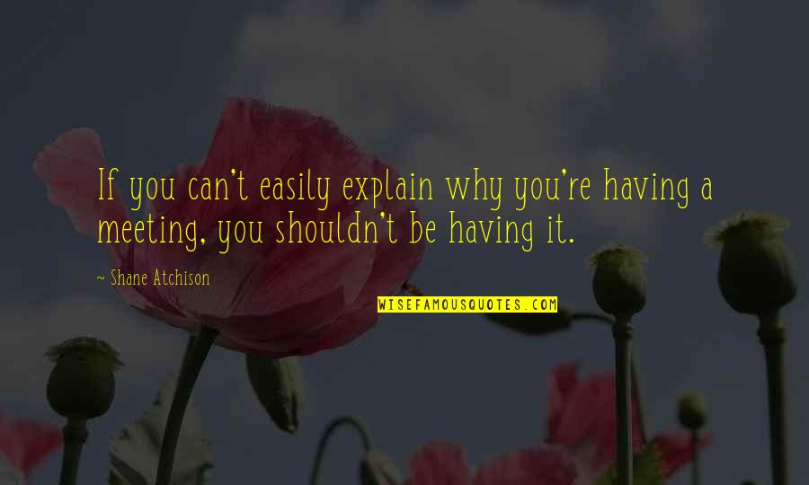 Lost All Hope In Humanity Quotes By Shane Atchison: If you can't easily explain why you're having