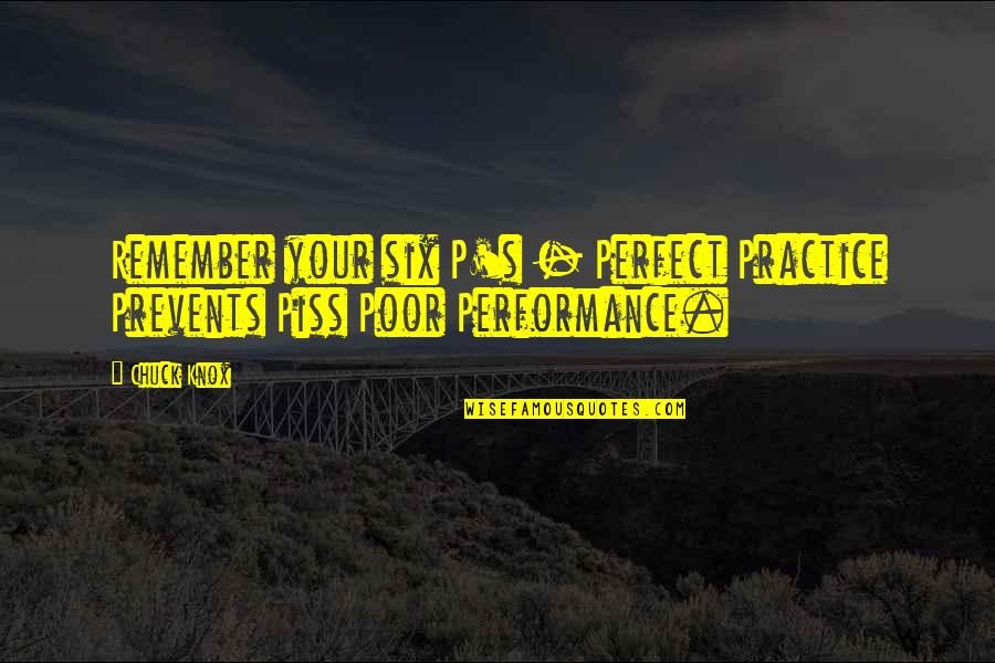 Lost Friends And Love Quotes By Chuck Knox: Remember your six P's - Perfect Practice Prevents