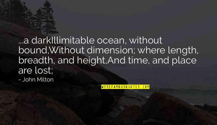 Lost In The Ocean Quotes By John Milton: ...a darkIllimitable ocean, without bound,Without dimension; where length,