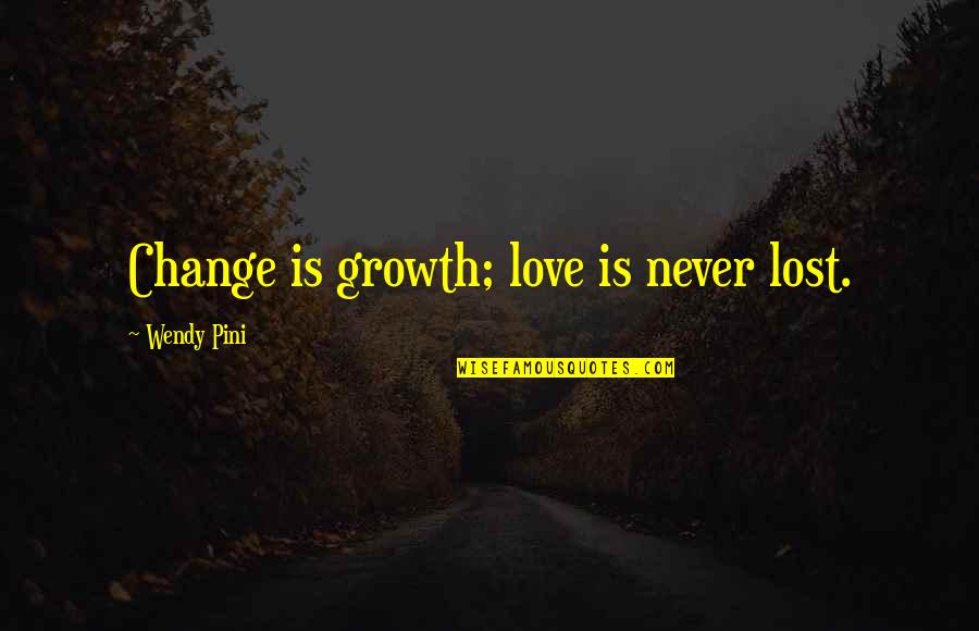 Lost Love And Friendship Quotes By Wendy Pini: Change is growth; love is never lost.