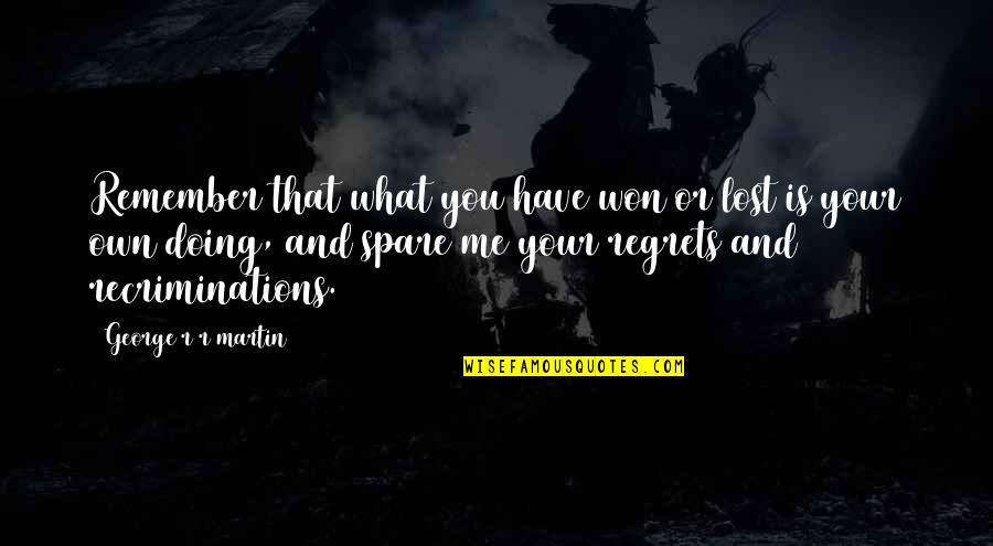 Lost Me Quotes By George R R Martin: Remember that what you have won or lost Lost Me Quotes By George R R Martin: Remember that what you have won or lost