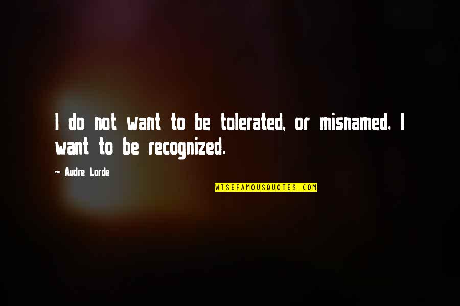 Lost Opportunities Quotes By Audre Lorde: I do not want to be tolerated, or