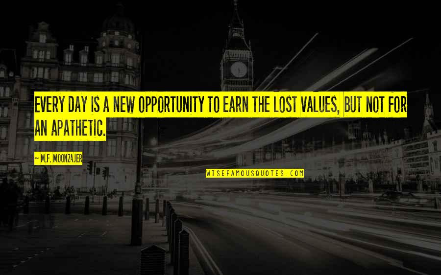 Lost The Opportunity Quotes By M.F. Moonzajer: Every day is a new opportunity to earn