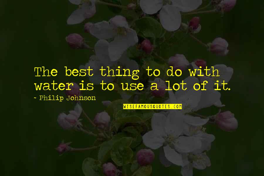 Lot Of Things To Do Quotes By Philip Johnson: The best thing to do with water is