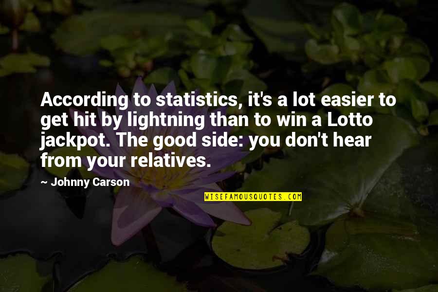 Lotto's Quotes By Johnny Carson: According to statistics, it's a lot easier to
