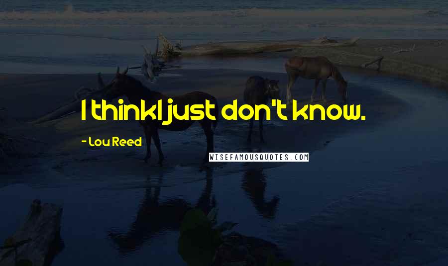 Lou Reed quotes: I thinkI just don't know.