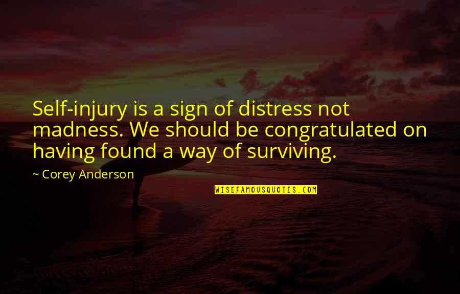 Lou Reed Transformer Quotes By Corey Anderson: Self-injury is a sign of distress not madness. Lou Reed Transformer Quotes By Corey Anderson: Self-injury is a sign of distress not madness.