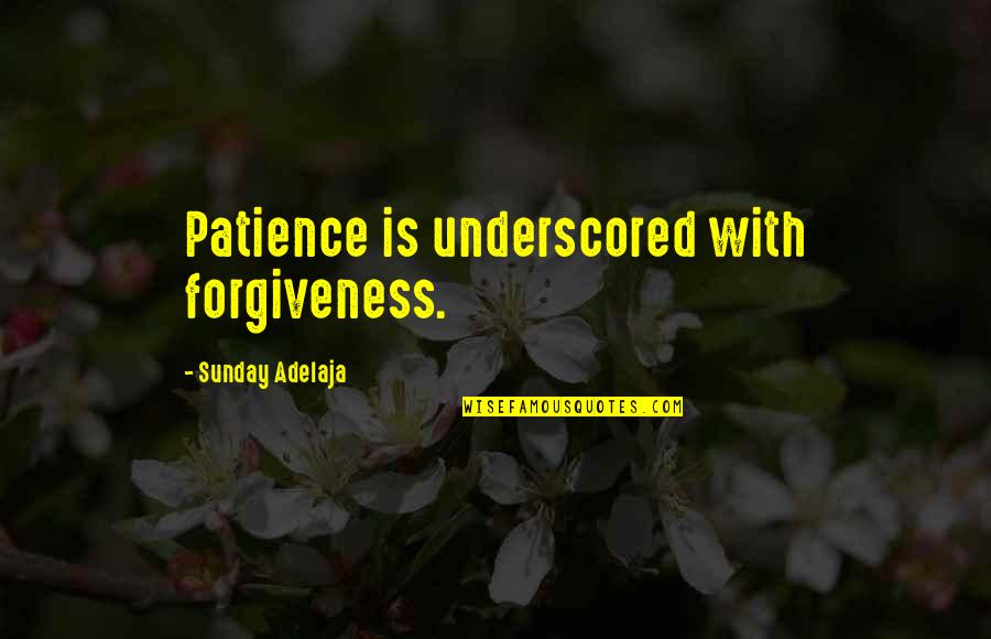 Lou Tice Quotes By Sunday Adelaja: Patience is underscored with forgiveness.