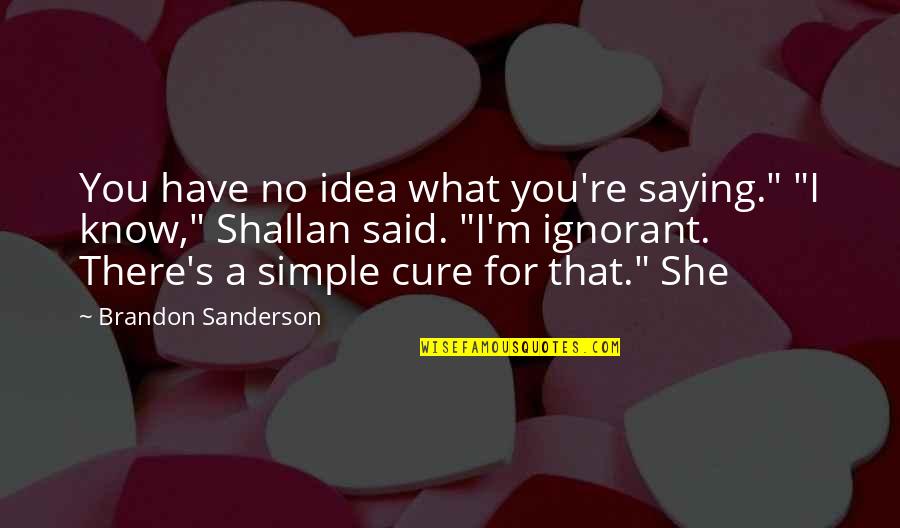 Lougee Basabas Quotes By Brandon Sanderson: You have no idea what you're saying." "I Lougee Basabas Quotes By Brandon Sanderson: You have no idea what you're saying." "I