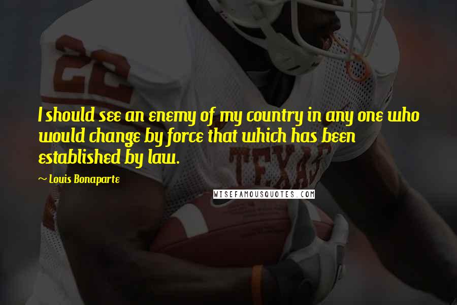 Louis Bonaparte quotes: I should see an enemy of my country in any one who would change by force that which has been established by law.