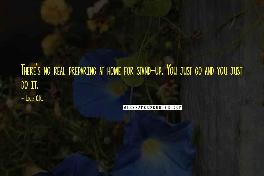 Louis C.K. quotes: There's no real preparing at home for stand-up. You just go and you just do it.